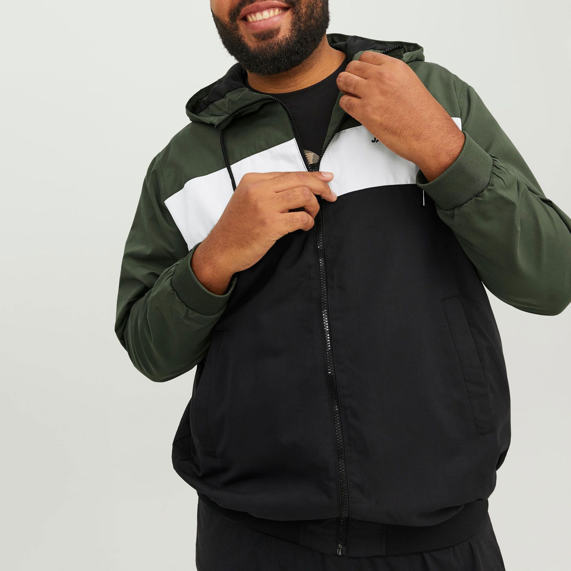 Jack & Jones Rush Blocking Hood Bomber Jacket Men (plussize
